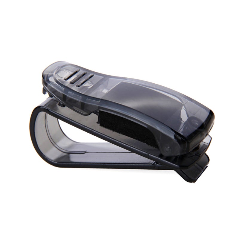 Sunglasses Holder: Black, Holds Up To 2 Pairs Of Sunglasses And 1 Card - Soft Material Protects Glasses Arms, Flat Wide Clip Prevents Visor Damage For Car Driving Travel - Image 1