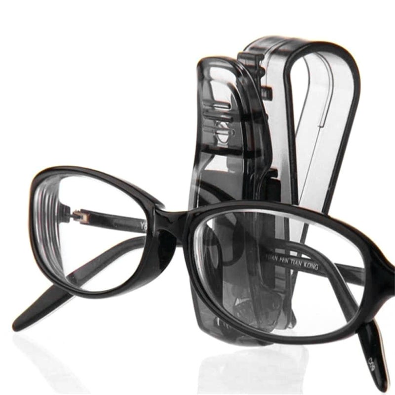 Sunglasses Holder: Black, Holds Up To 2 Pairs Of Sunglasses And 1 Card - Soft Material Protects Glasses Arms, Flat Wide Clip Prevents Visor Damage For Car Driving Travel - Image 4