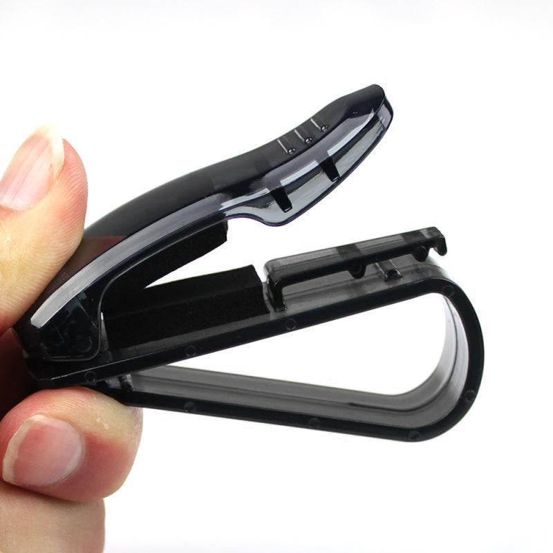 Sunglasses Holder: Black, Holds Up To 2 Pairs Of Sunglasses And 1 Card - Soft Material Protects Glasses Arms, Flat Wide Clip Prevents Visor Damage For Car Driving Travel - Image 2