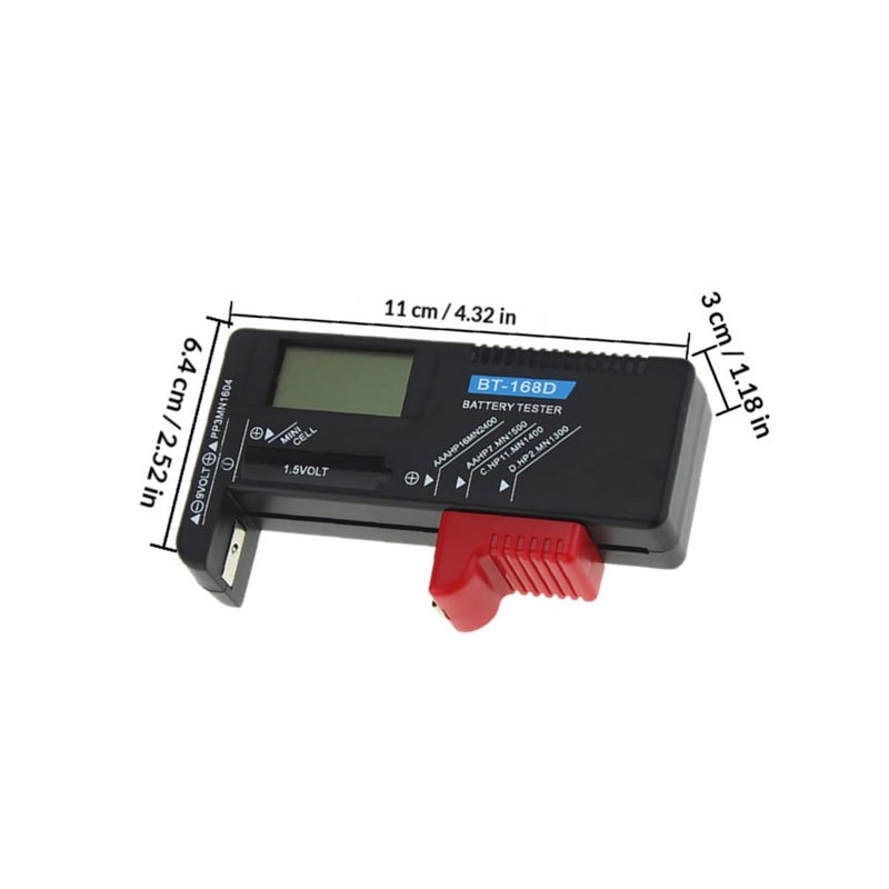 اختبار بطارية رقمي محمول شاشة LCD مؤشر طاقة 1 عداد 9 فولت للمكتب والسفر - Image 3