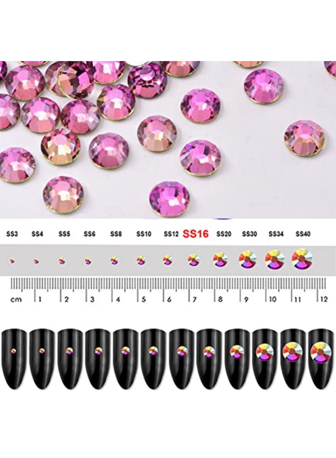Dowarm 1440 Pieces SS16 Flatback Rhinestones 4MM Glass Crystal Nails for Craft Dance Costumes Flat Back Nail Crystals Non Hotfix Rhinestones Rose Pink Vitrail - Image 2