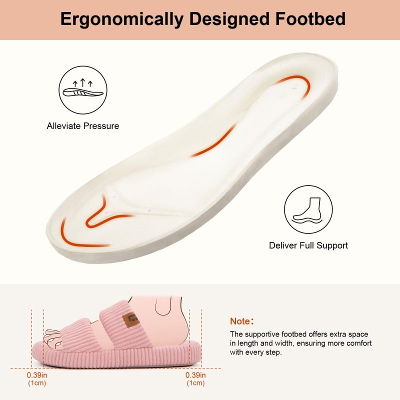 LongBay Slippers for Women Memory Foam Open Toe Slide Indoor House Shoes Slip On Bedroom Comfy Gift Pink, 9-10 - Image 4