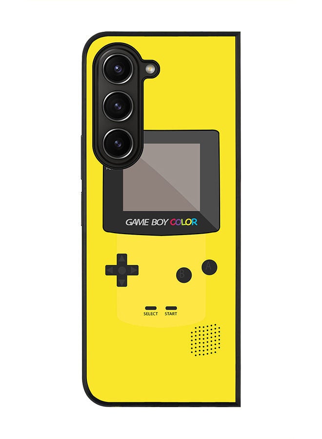 Stylizedd Rugged Black edge case for Samsung Galaxy Z Fold5, Slim fit Soft Case Flexible Rubber Edges Anti Drop TPU Gel Thin Cover -  Gameboy Color - Yellow - Image 1