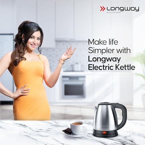 Longway Kestro 1.5 Ltr Electric Kettle with Stainless Steel Body for Boiling, Making Tea, Coffee, Soup, Etc (Silver, 1500 Watt) - Image 2