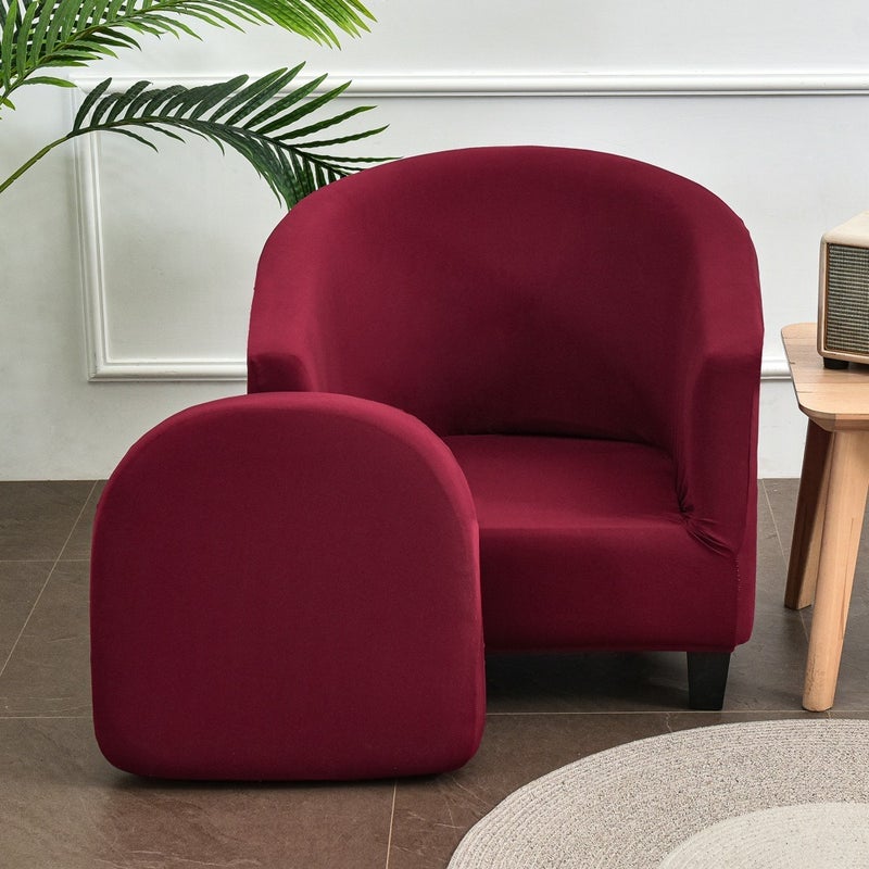 Ai Zun Solid Color Single Club Chair Cover Sofa Cover Full Protection Cover Half Round Bathtub American Style Sofa Cover Cushion - Image 1