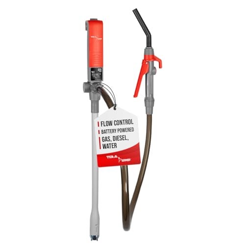 TERA PUMP Portable Battery Powered Multipurpose Gas Transfer Pump (2.8 GAL/MIN) Liquid Transfer Pump with Quick Stop Nozzle for Gas, Diesel, DEF (2nd Gen) - Image 1
