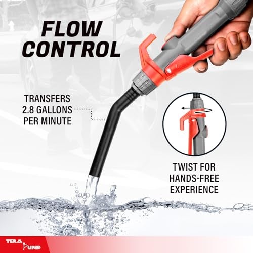 TERA PUMP Portable Battery Powered Multipurpose Gas Transfer Pump (2.8 GAL/MIN) Liquid Transfer Pump with Quick Stop Nozzle for Gas, Diesel, DEF (2nd Gen) - Image 4