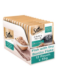 Sheba Rich Premium Wet Cat Food, Fish With Dry Bonito Flake, 12 Pouches (12 X 35G) - Adult  - Image 1