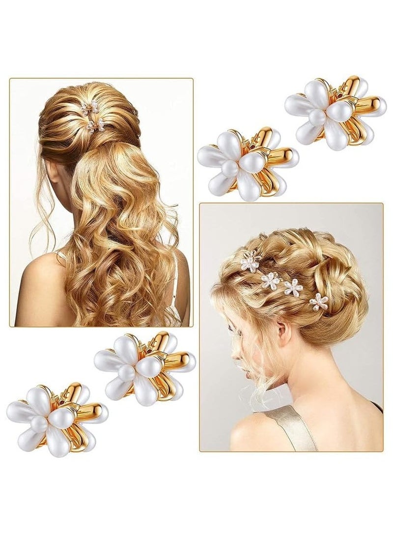 6 قطع كورية الشكل لؤلؤة صغيرة الشعر مخلب صغير قصاصات مع زهرة تصميم أنيق حلو بانغارات صناعية زخرفية إكسسوارات لزفاف الضفائر النساء الفتيات الأطفال (6 قطع) - Image 2