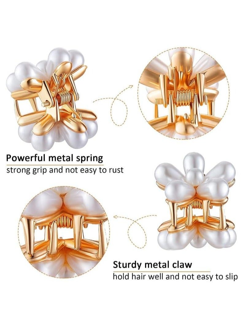6 قطع كورية الشكل لؤلؤة صغيرة الشعر مخلب صغير قصاصات مع زهرة تصميم أنيق حلو بانغارات صناعية زخرفية إكسسوارات لزفاف الضفائر النساء الفتيات الأطفال (6 قطع) - Image 3