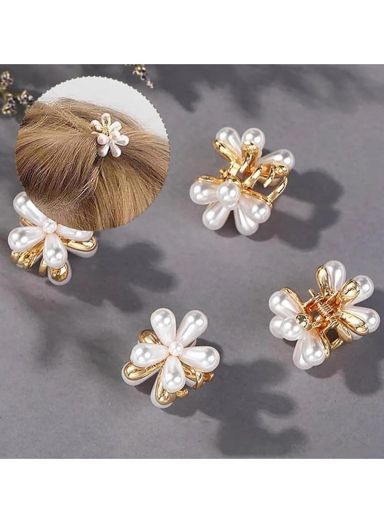6 قطع كورية الشكل لؤلؤة صغيرة الشعر مخلب صغير قصاصات مع زهرة تصميم أنيق حلو بانغارات صناعية زخرفية إكسسوارات لزفاف الضفائر النساء الفتيات الأطفال (6 قطع) - Image 4