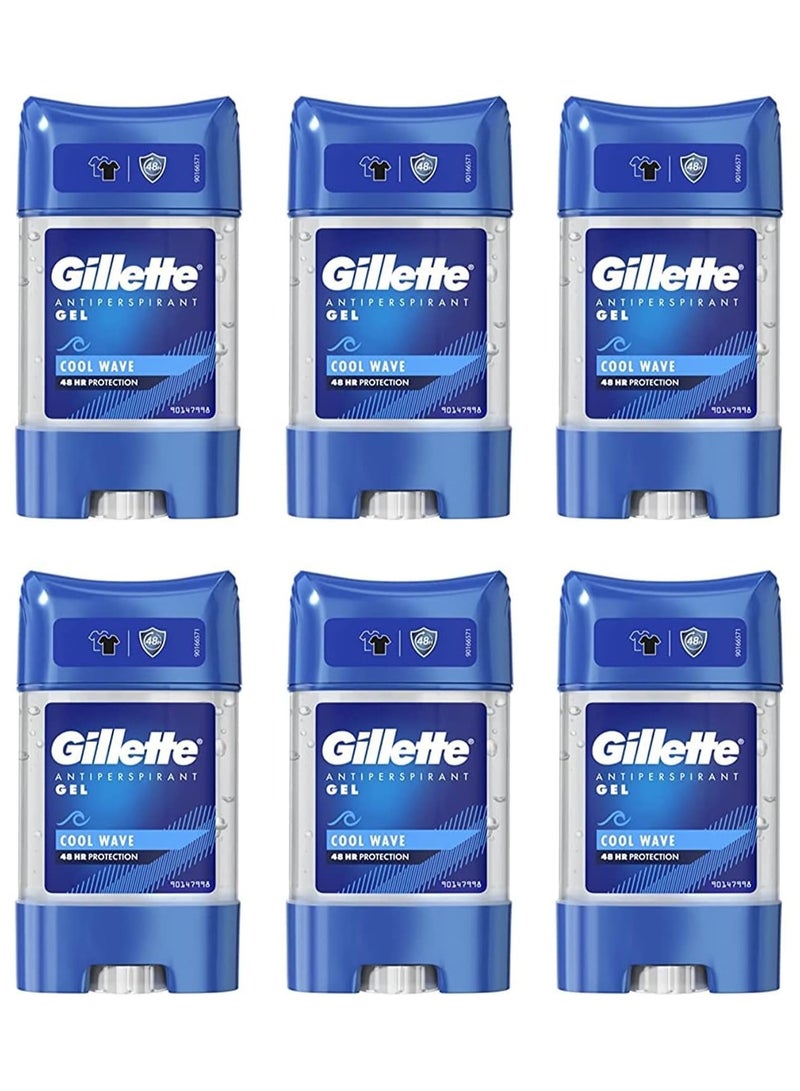 Gillette Antiperspirant Deodorant Gel For Men, 70ml x 6 COOL WAVE - Image 1