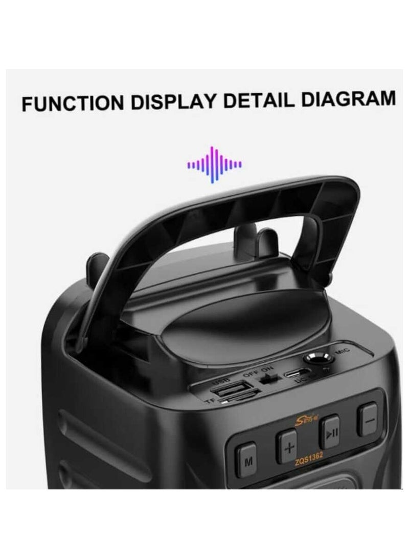 Multimedia Speaker with Bluetooth and USB Charger with Wireless Microphone Black - Image 4