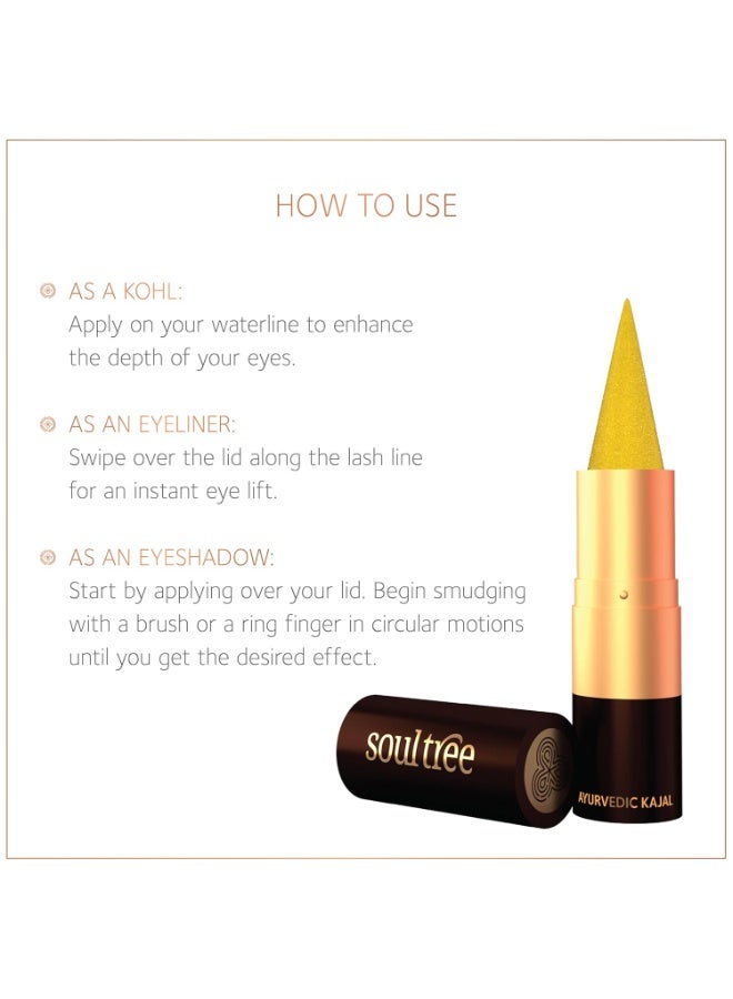 سول تري كحل "راتنافالي بوشباراغ" المرصّع من SoulTree | كحل التوباز الأصفر | مريح للارتداء طوال اليوم | مُعزّز بمسحوق اللؤلؤ والسمن العضوي | تركيبة أيورفيدية | 3 غرام - Image 4