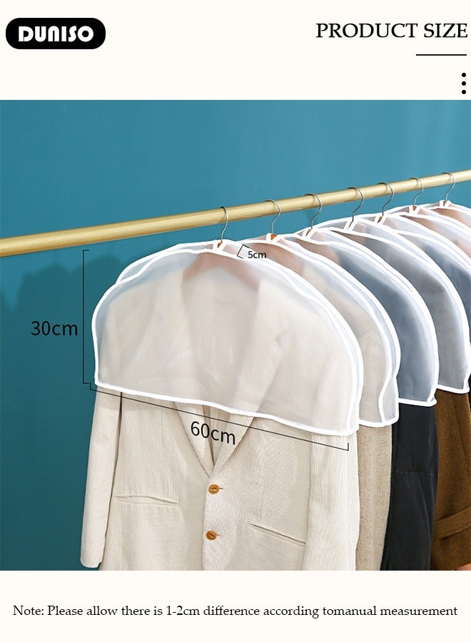 DUNISO 10 Pcs Plastic Clothing Shoulder Covers,Dust Cover Protectors Washable Clear Clothing Hanger Shoulder Covers Breathable Plastic Gusseted Garment Shoulder for Hanging Clothes Suit Coats - Image 4