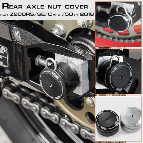 WOOGA Rear Axle Nut Sliders Cover fit for Ka&wa&sa&ki Z900RS SE CAFE Z 900 RS 2018 2019 2020 2021 2022 2023 2024 Axle Cap Swingarm Nut Protector Z 900 RS (Black) - Image 4