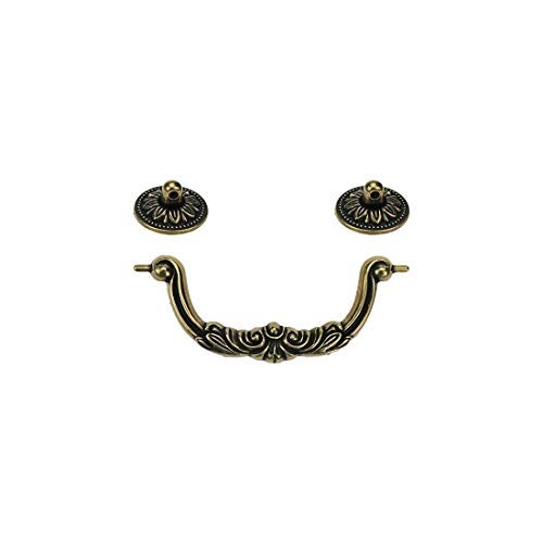 Geesatis 4 Pack Antique Bronze Drawer Pulls - 5" Hole Centers Arch Shaped Cabinet Handles for Jewelry Box, Dresser & Furniture,Vintage Decorative Knobs with Mounting Screws,Green Bronze - Image 4
