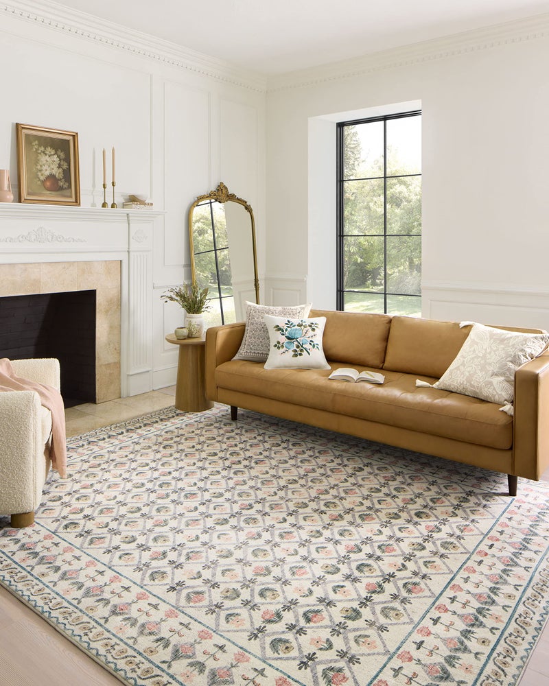 Loloi Rifle Paper Co Eden Collection EDE03 Lattice Ivory 50 x 76 Area Rug
