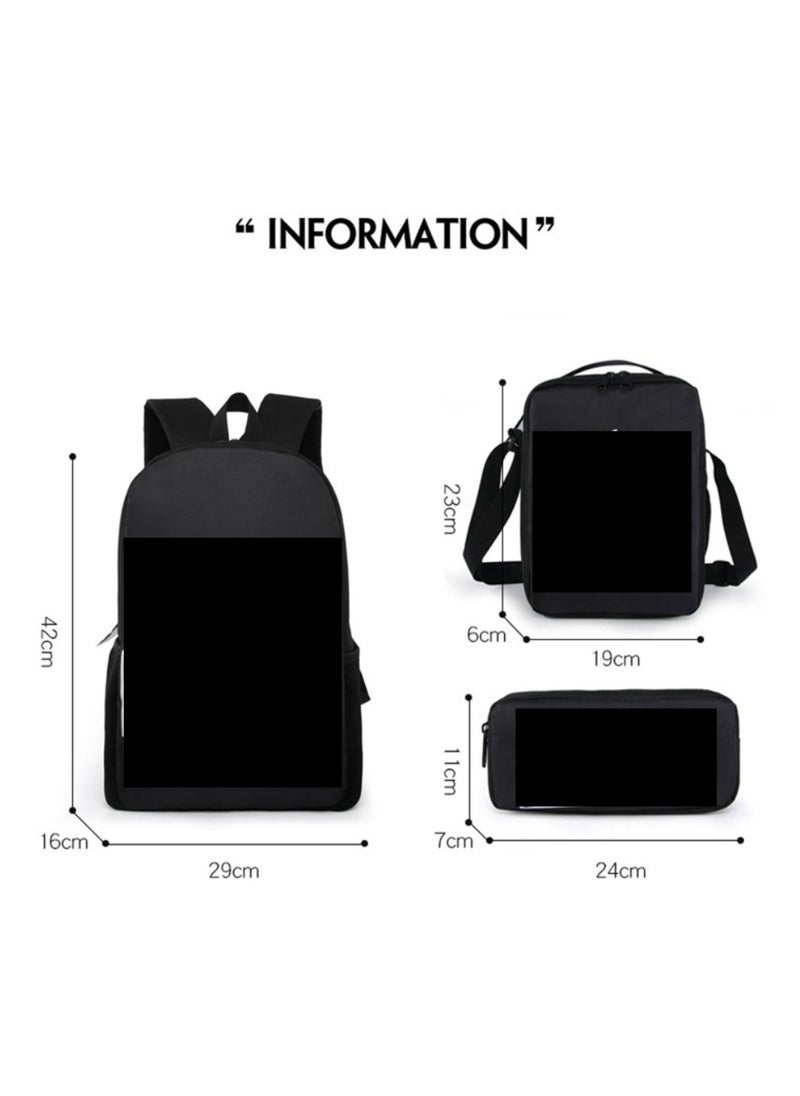 general Cartoon printed large capacity backpack, three piece lunch bag, pencil case, polyester comfortable and load reducing backpack for students and children, suitable for both men and women - Image 2