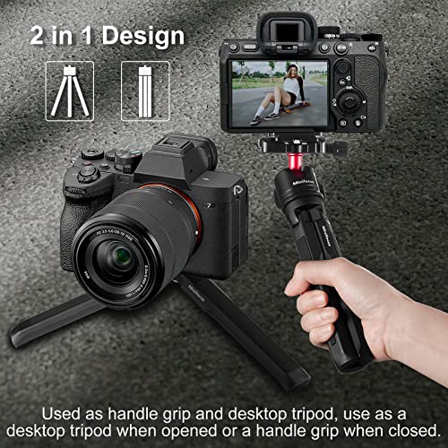 MINIFOCUS Aluminum Mini Tripod, Tabletop Handheld Tripods with 1/4'' and 3/8'' Screw, Portable Mini Travel Stand, Phone Holder for Gimbal Stabilizer DSLR Camera and Monopod - Image 2