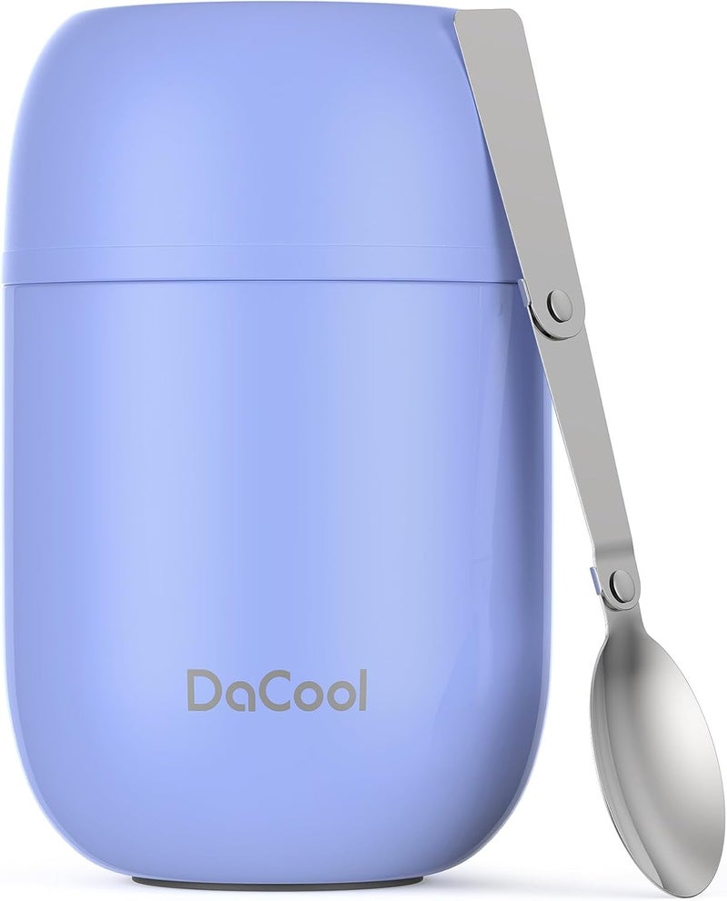 DaCool Stainless Vacuum Insulated Food Jar - 16 Ounce Thermo for Hot & Cold Food, Perfect for School, Work, Picnic & Outdoors - Purple - Image 1