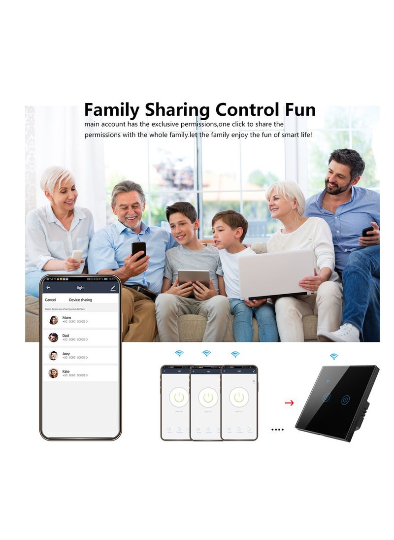 WiFi Smart Light Switch Touch No Neutral Wire Required Work with Alexa and Google Home Tuya APP