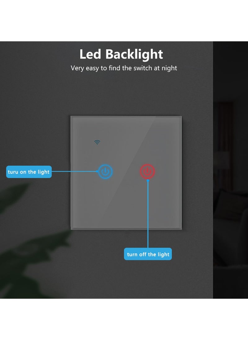 WiFi Smart Light Switch Touch No Neutral Wire Required Work with Alexa and Google Home Tuya APP
