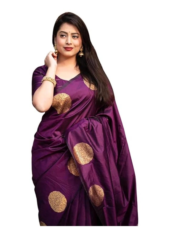 Accessorize Kingdom Kanjivaram Women's Banarasi Sari with Blouse In Pure Soft Silk - Image 1