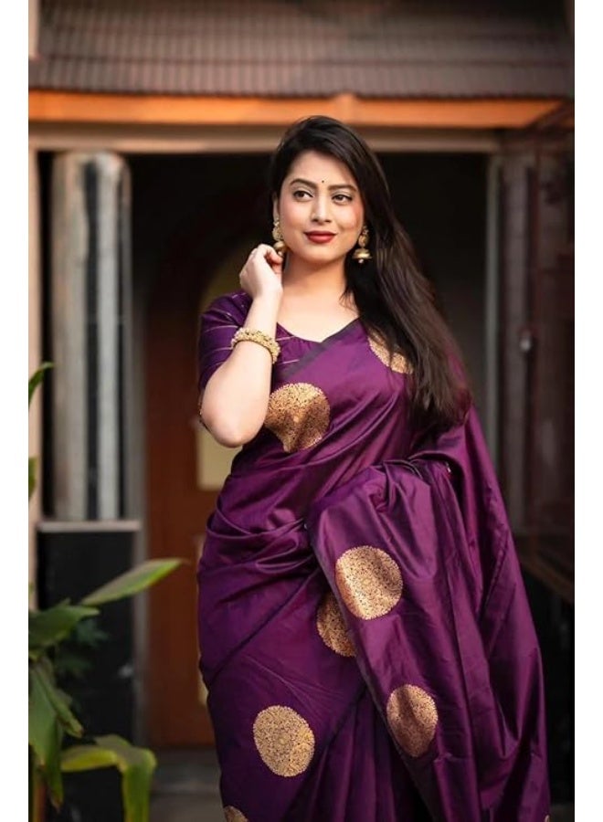 Accessorize Kingdom Kanjivaram Women's Banarasi Sari with Blouse In Pure Soft Silk - Image 2