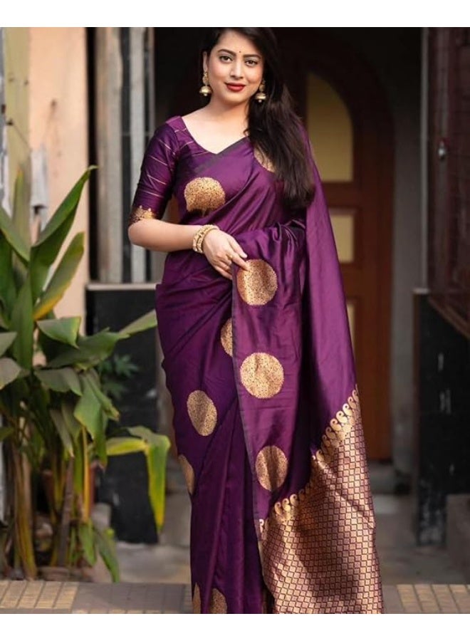 Accessorize Kingdom Kanjivaram Women's Banarasi Sari with Blouse In Pure Soft Silk - Image 3