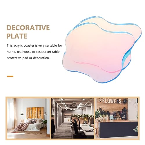 Garneck 2Pcs Acrylic Irregular Coasters, Clear Acrylic Drink Coasters Creative Decorative Plate Mug Pad Coffee Cup Coasters for Drinks, Photos, Coffee Table, Shooting Props - Image 3