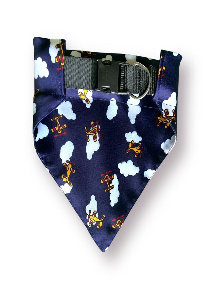 W Offers Ultra Premium Satin Dog Collar Bandana, an Ideal Accessory for Medium and Large Dogs. It Includes a Slip-on Bandana and an Adjustable Collar with D-Ring. (Medium - Large, Airplane) - Image 2