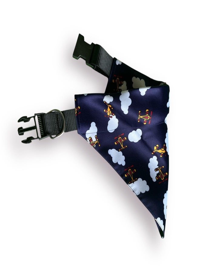 W Offers Ultra Premium Satin Dog Collar Bandana, an Ideal Accessory for Medium and Large Dogs. It Includes a Slip-on Bandana and an Adjustable Collar with D-Ring. (Medium - Large, Airplane) - Image 1