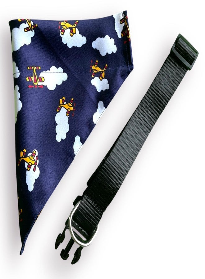 W Offers Ultra Premium Satin Dog Collar Bandana, an Ideal Accessory for Medium and Large Dogs. It Includes a Slip-on Bandana and an Adjustable Collar with D-Ring. (Medium - Large, Airplane) - Image 3