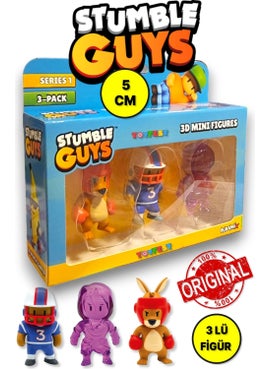 Toyfest Stumble Guys Series 1 - 3D Mini 3 Figure Set - 3 Pieces Boxing Roo Quarterback Amethyst Nyx - 5 cm  - Image 1
