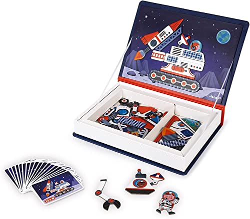 Janod  MagnetiBook Universe  70  Part Educational Magnetic Game Teaches Fine Motor Skills and Imagination  Suitable for Ages 3 and Up J02589 White - Image 1
