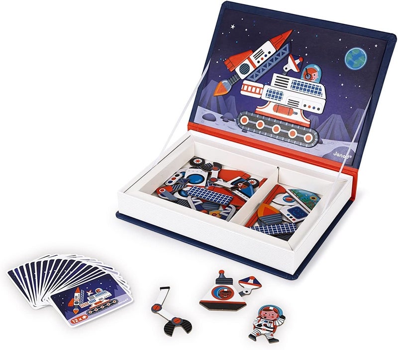 Janod  MagnetiBook Universe  70  Part Educational Magnetic Game Teaches Fine Motor Skills and Imagination  Suitable for Ages 3 and Up J02589 White - Image 2