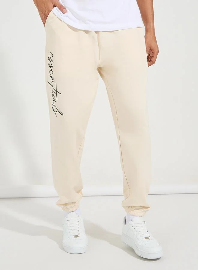 Styli Slogan Print Oversized Fit Jogger with Slip Pocket