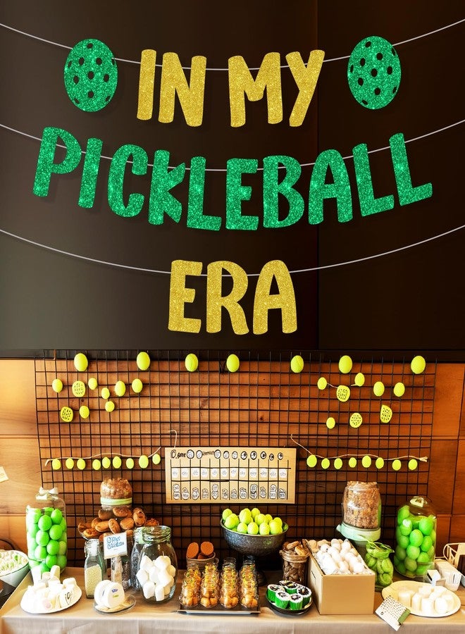Merrystorm In My Pickleball Era Golden Green Glitter Sport Banner for Wedding, Birthday, Pickleball Themed Parties - Image 3