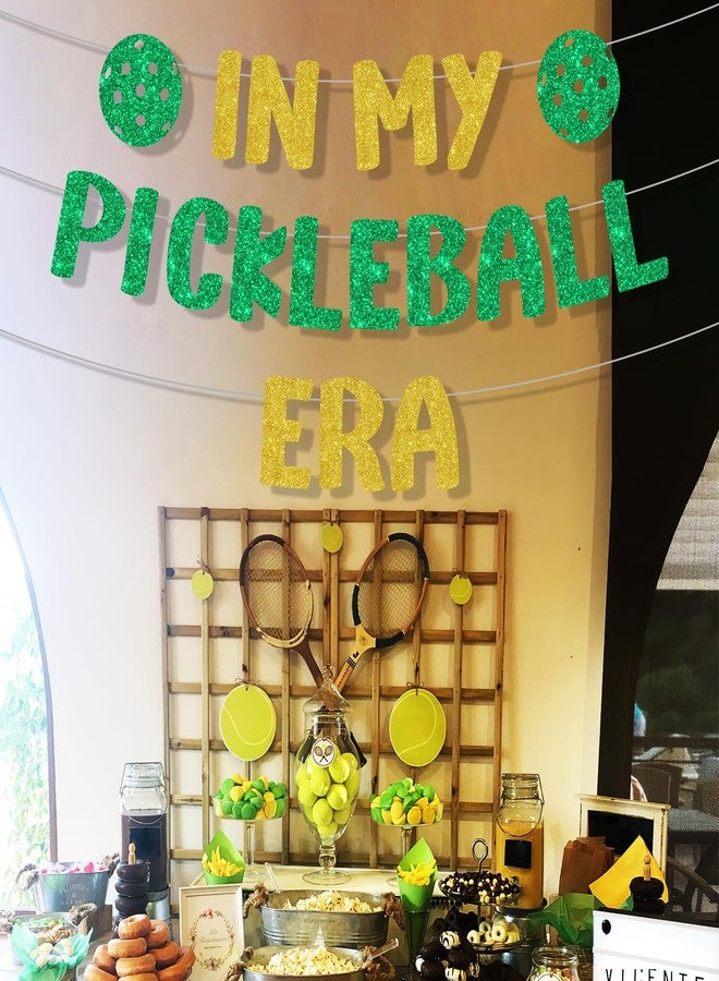 Merrystorm In My Pickleball Era Golden Green Glitter Sport Banner for Wedding, Birthday, Pickleball Themed Parties - Image 4