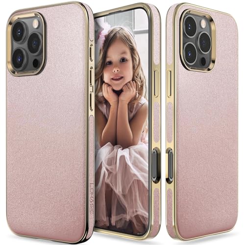 LOHASIC Leather Case for iPhone 16 Pro Max 69 2024 New Slim Vintage Stylish Lovely Cute Leather Back Cover Protective Phone Cases for Girls Women Rose Gold - Image 1