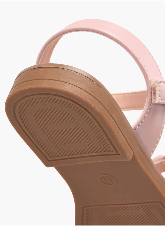 Flora Bella By Shoexpress Girls Embellished Bow Accent Strap Sandals With Hook And Loop Closure  - Image 5