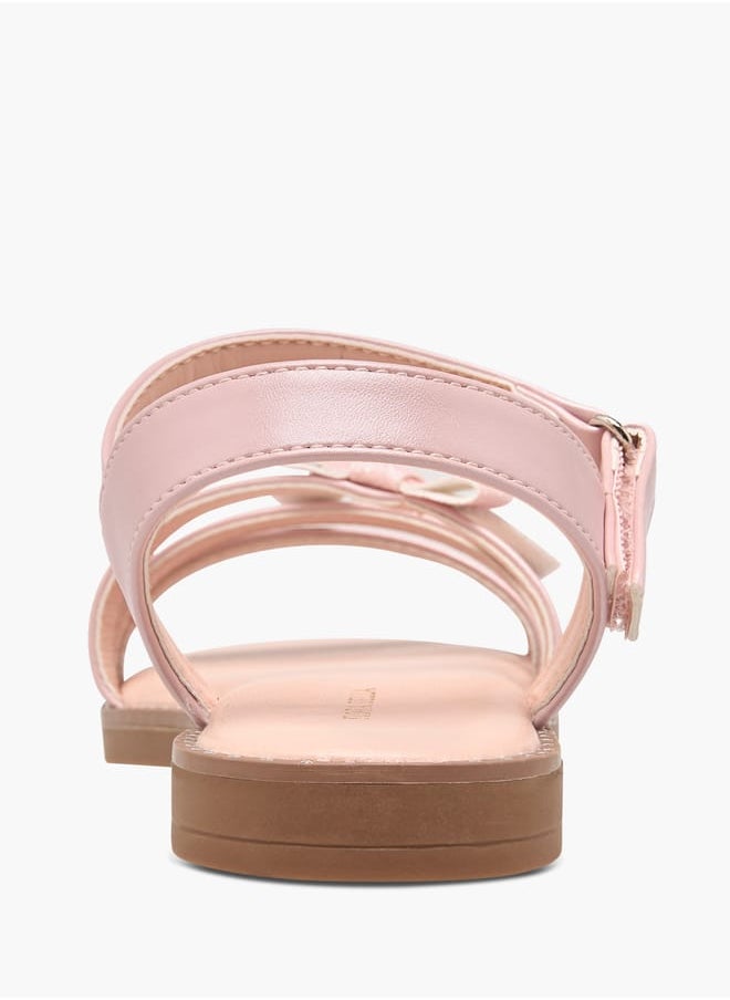 Flora Bella By Shoexpress Girls Embellished Bow Accent Strap Sandals With Hook And Loop Closure  - Image 4