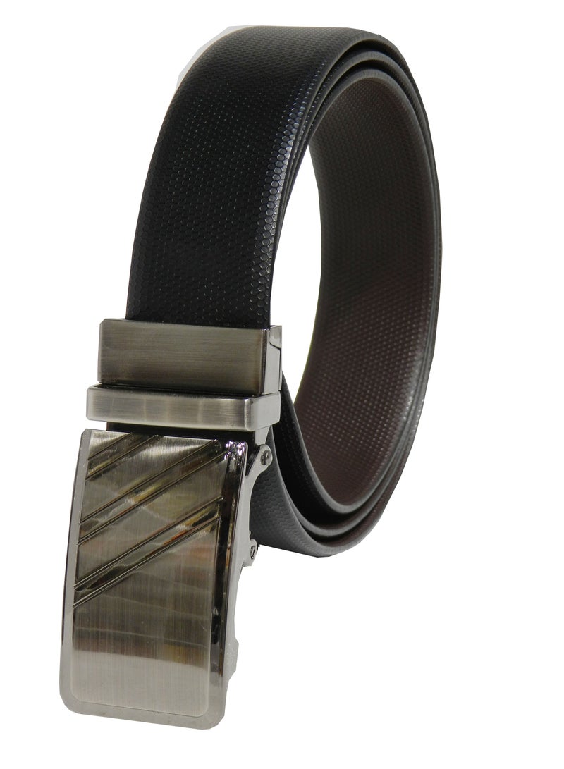 LAVERI LEATHER حزام رسمي من الجلد الطبيعي 35 مم باللونين الأسود والبني للرجال مع مشبك قفل تلقائي - Image 3