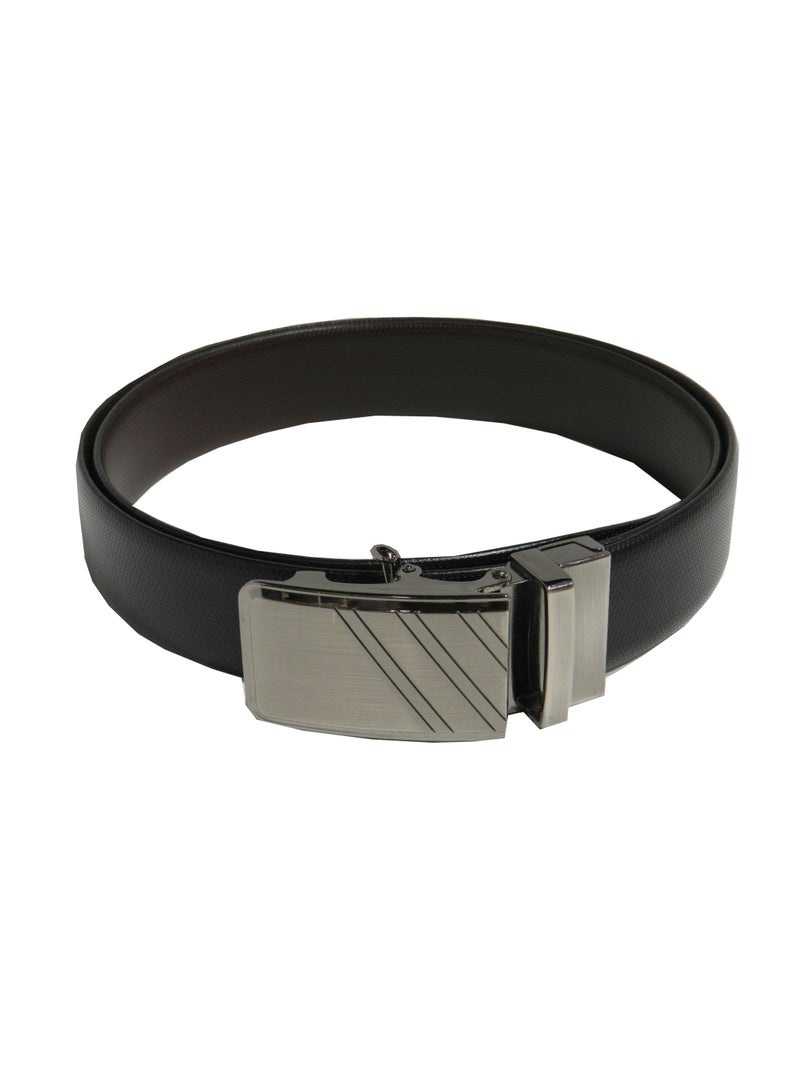 LAVERI LEATHER حزام رسمي من الجلد الطبيعي 35 مم باللونين الأسود والبني للرجال مع مشبك قفل تلقائي - Image 4