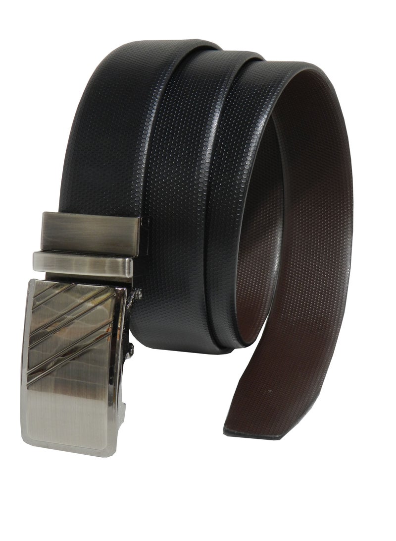 LAVERI LEATHER حزام رسمي من الجلد الطبيعي 35 مم باللونين الأسود والبني للرجال مع مشبك قفل تلقائي - Image 1
