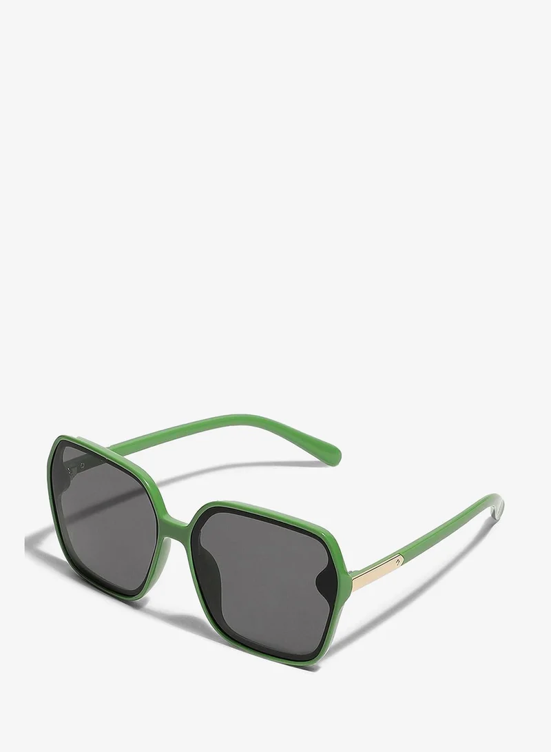 Haute Sauce Tinted Lens Green Frame Oversized Sunglass