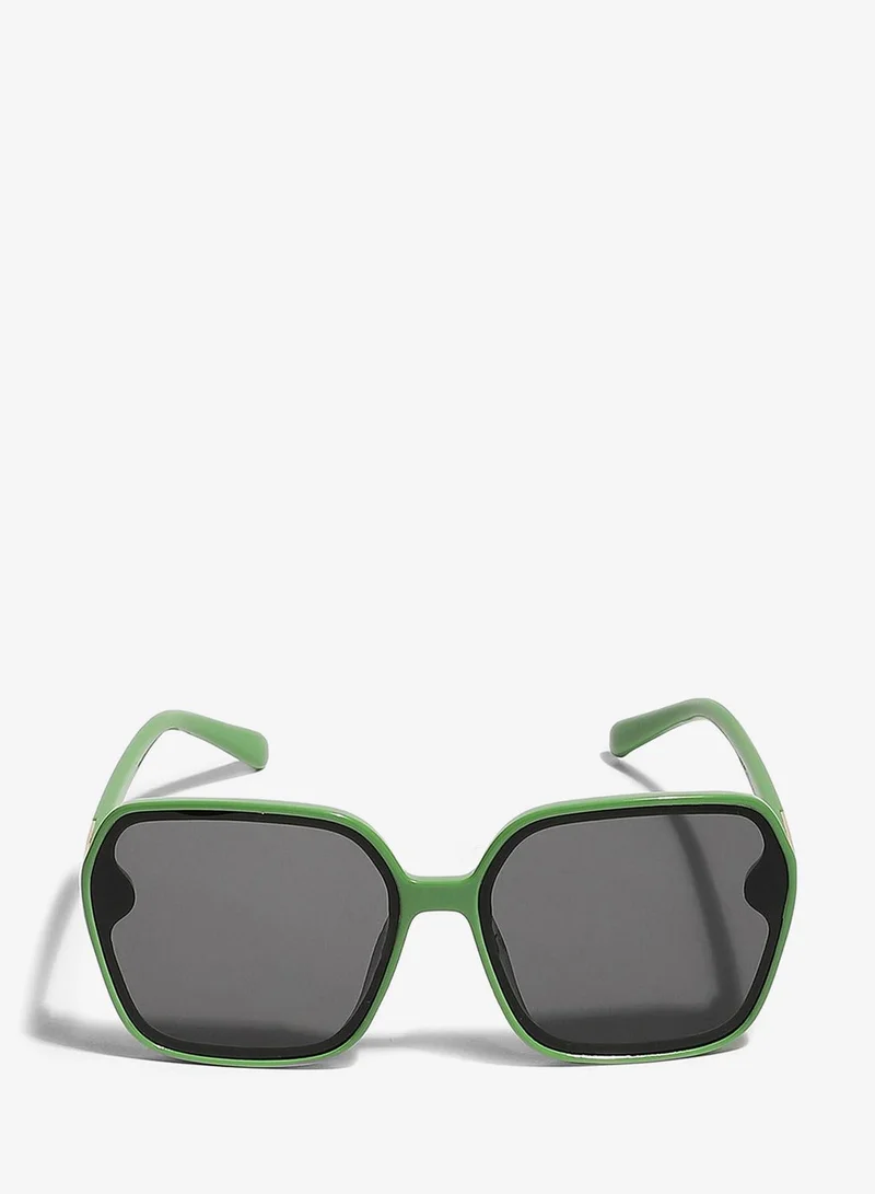 Haute Sauce Tinted Lens Green Frame Oversized Sunglass