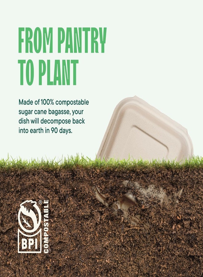 Stack Man 100% Compostable Clamshell Take Out Food Containers [6x6" 50-Pack] Heavy-Duty Quality to go Containers, Natural Disposable Bagasse, Eco-Friendly Biodegradable Made of Sugar Cane Fibers - Image 4