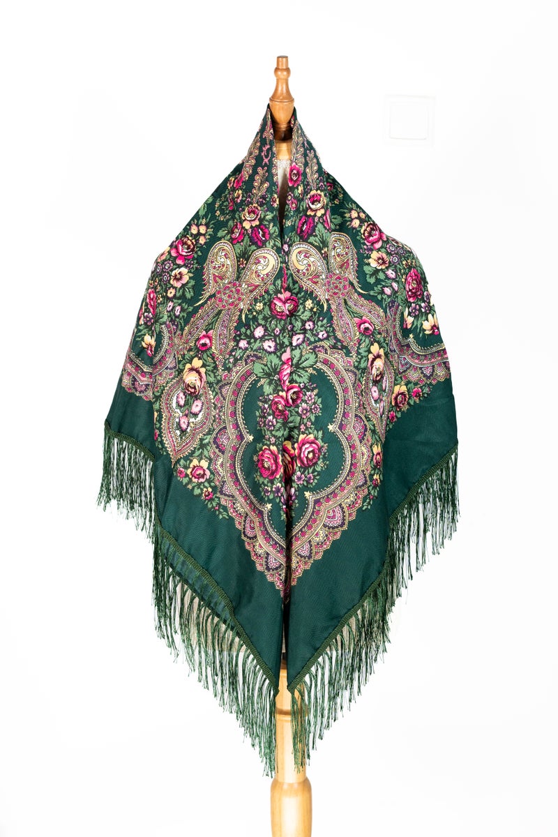 دىدانيالا شال نسائي قطني بتصميم شرقي من ستيفانيا مع شراشيب - Image 1